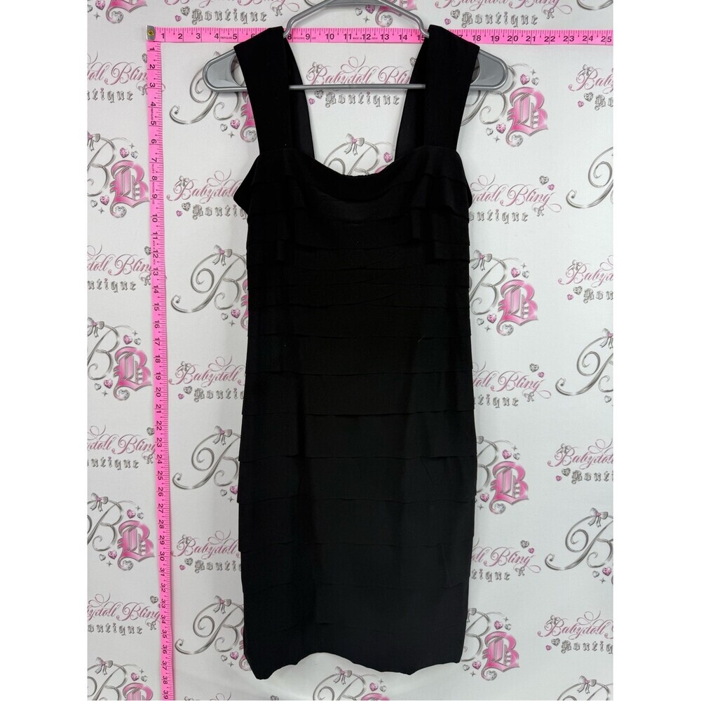 Jessica dress ruffles tiered frilly Black Tiered Mini Dress with Wide Straps